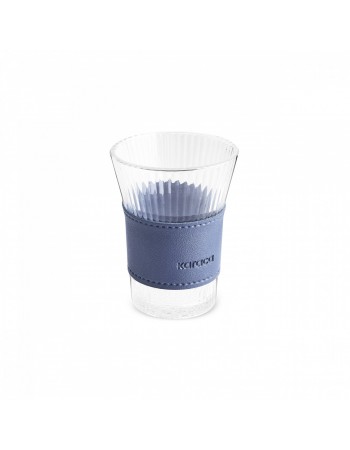Karaca Leather Cool Touch Latte Coffee Glass, 210 Ml, Navy Blue