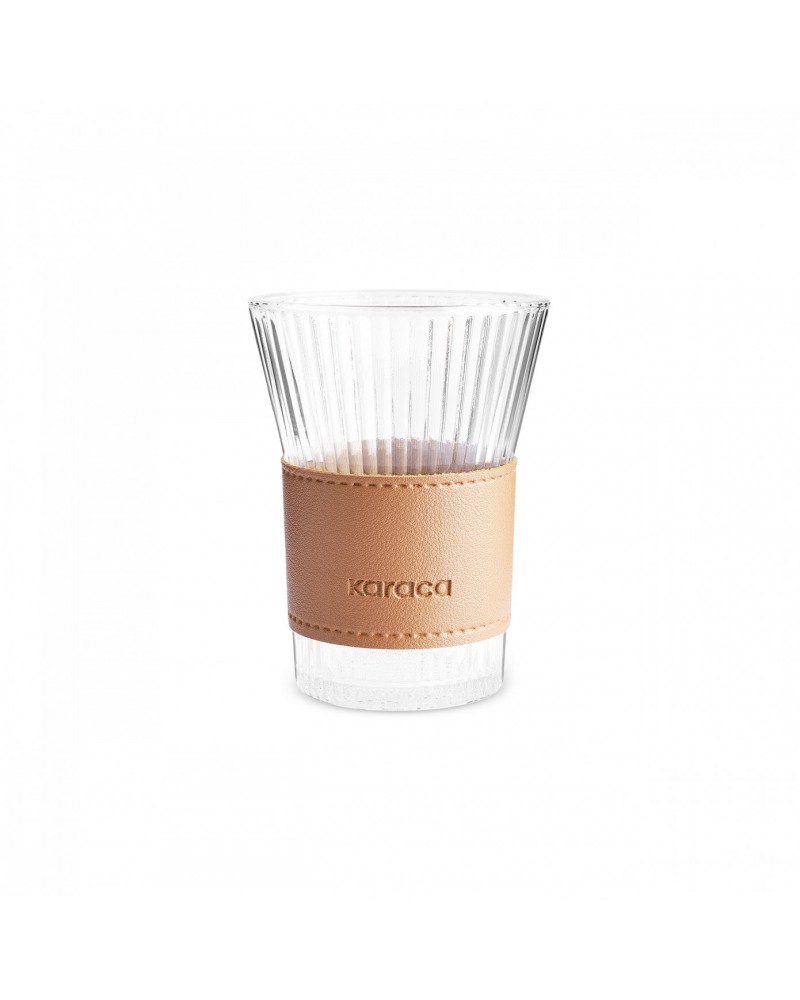 Karaca Leather Cool Touch Latte Coffee Glass, 210 Ml, Brown