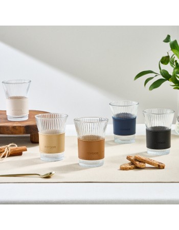 Karaca Leather Cool Touch Latte Coffee Glass, 210 Ml, Brown