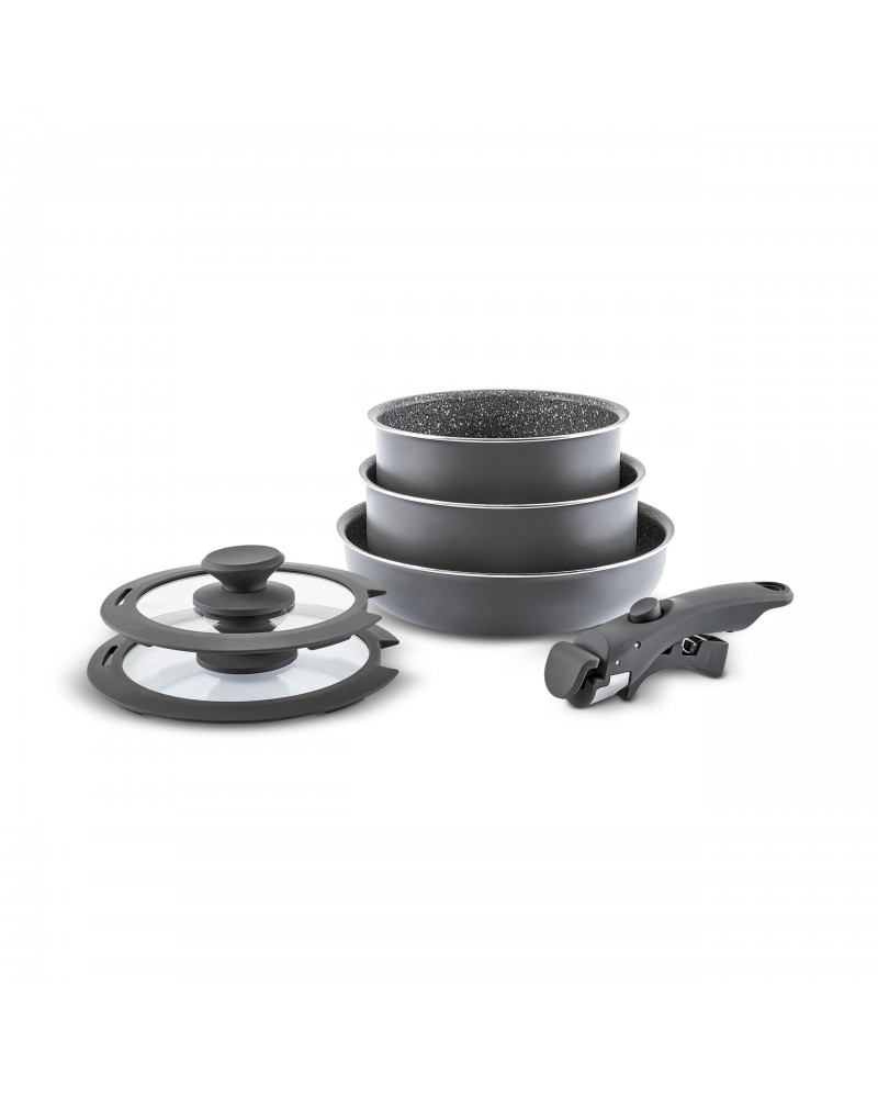 Karaca Comfort 6-Piece Induction Non-Stick Detachable Cookware Set, Black