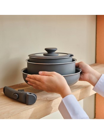 Karaca Comfort 6-Piece Induction Non-Stick Detachable Cookware Set, Black