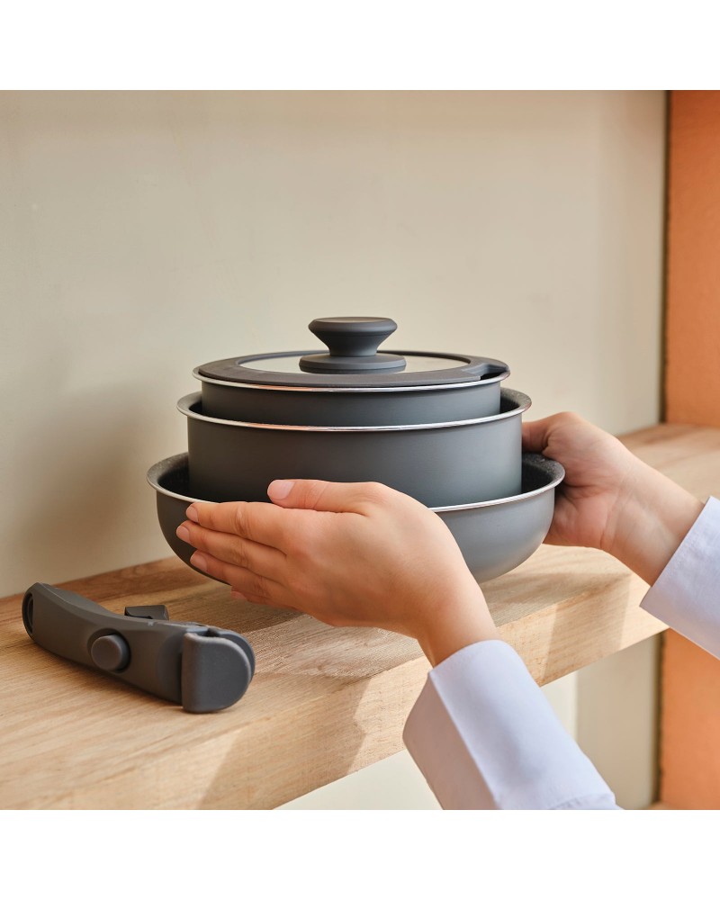 Karaca Comfort 6-Piece Induction Non-Stick Detachable Cookware Set, Black