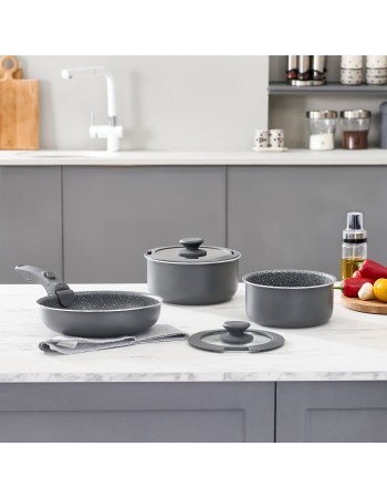 Karaca Comfort 6-Piece Induction Non-Stick Detachable Cookware Set, Black