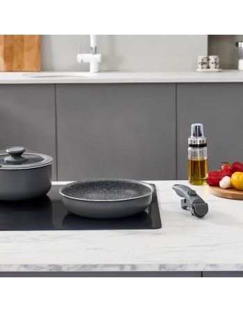 Karaca Comfort 6-Piece Induction Non-Stick Detachable Cookware Set, Black