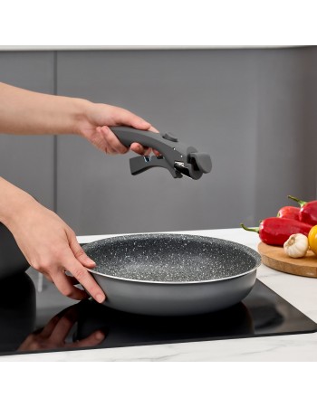 Karaca Comfort 6-Piece Induction Non-Stick Detachable Cookware Set, Black