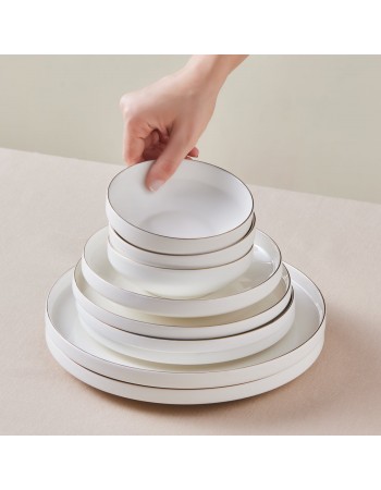 Karaca Stream Bone China Saturn 24-Piece Dinner Set for 6 People, Gold
