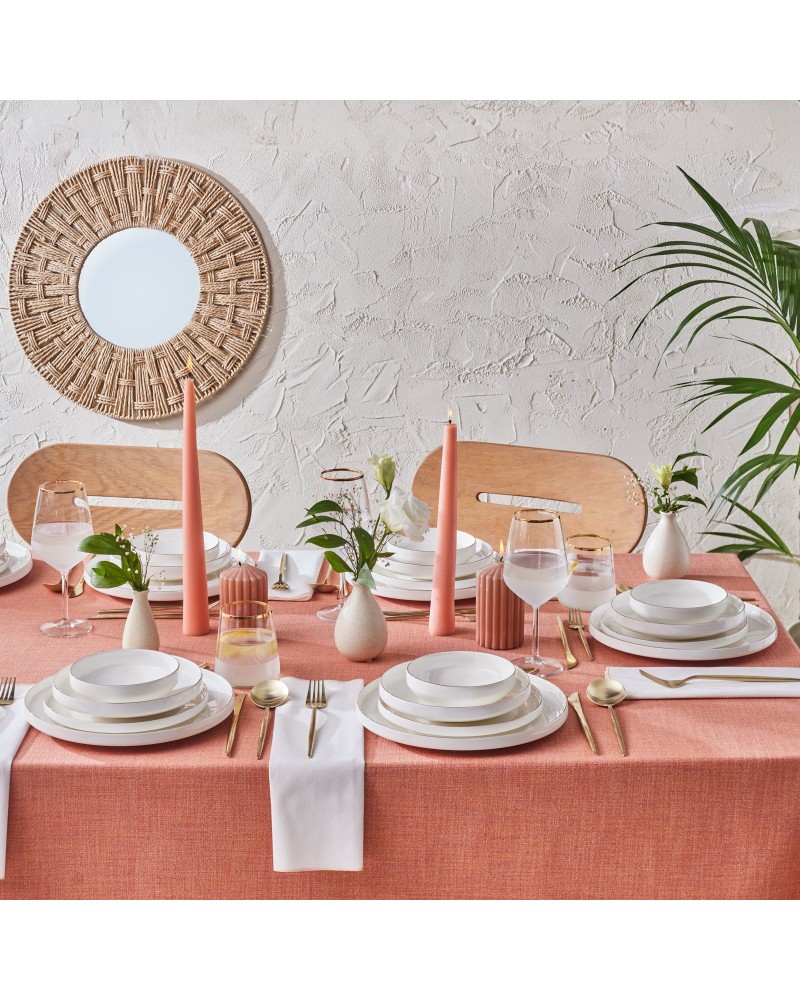 Karaca Stream Bone China Saturn 24-Piece Dinner Set for 6 People, Gold