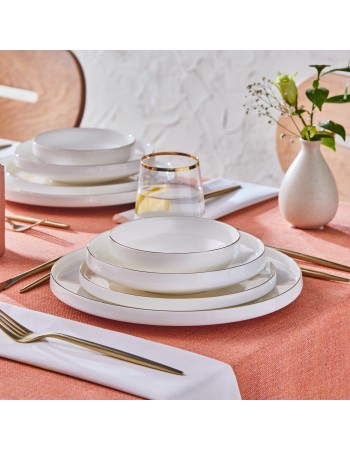 Karaca Stream Bone China Saturn 24-Piece Dinner Set for 6 People, Gold