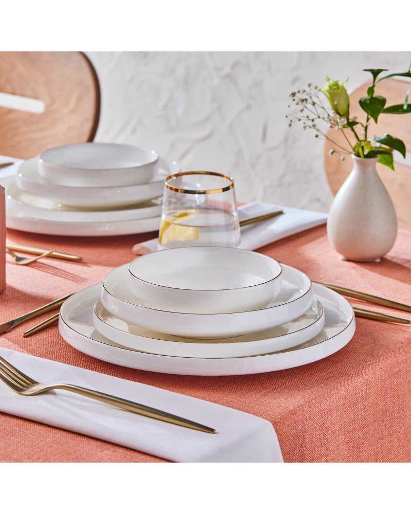 Karaca Stream Bone China Saturn 24-Piece Dinner Set for 6 People, Gold