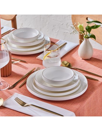 Karaca Stream Bone China Saturn 24-Piece Dinner Set for 6 People, Gold