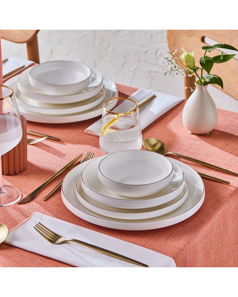 Karaca Stream Bone China Saturn 24-Piece Dinner Set for 6 People, Gold