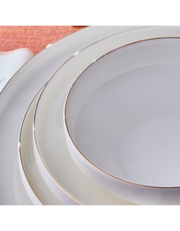 Karaca Stream Bone China Saturn 24-Piece Dinner Set for 6 People, Gold