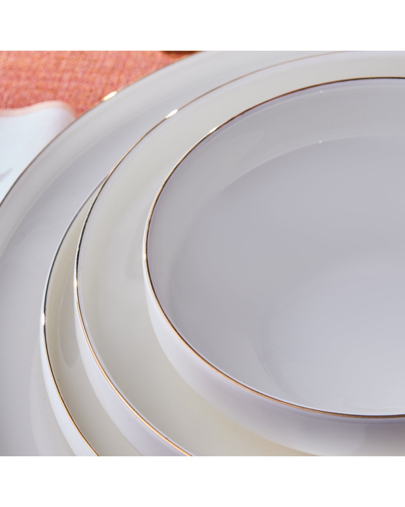 Karaca Stream Bone China Saturn 24-Piece Dinner Set for 6 People, Gold