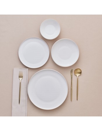 Karaca Stream Bone China Saturn 24-Piece Dinner Set for 6 People, Gold