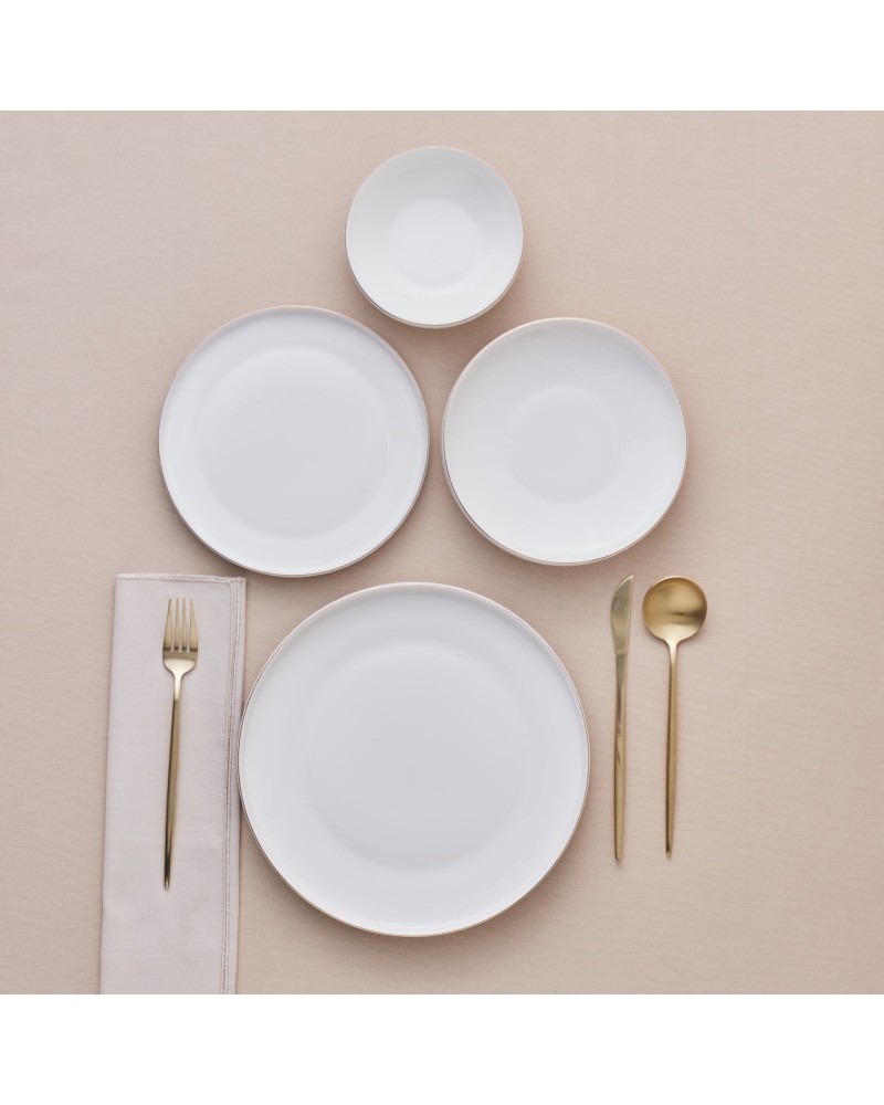 Karaca Stream Bone China Saturn 24-Piece Dinner Set for 6 People, Gold