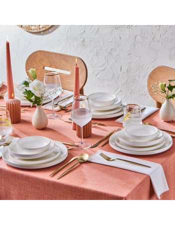 Karaca Stream Bone China Saturn 24-Piece Dinner Set for 6 People, Gold