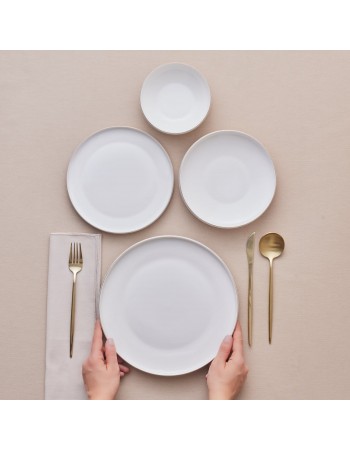 Karaca Stream Bone China Saturn 24-Piece Dinner Set for 6 People, Gold
