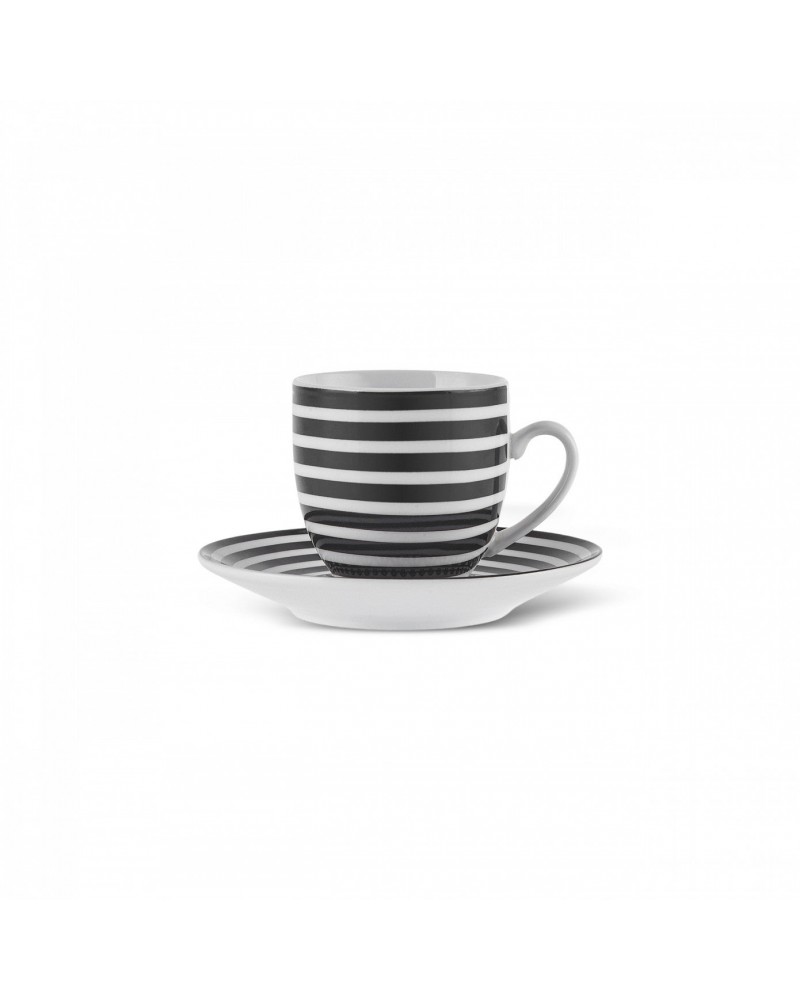 Karaca Yaren 4-Piece Bone China Turkish Coffee Cup Set for 2 People, 80ml, Black
