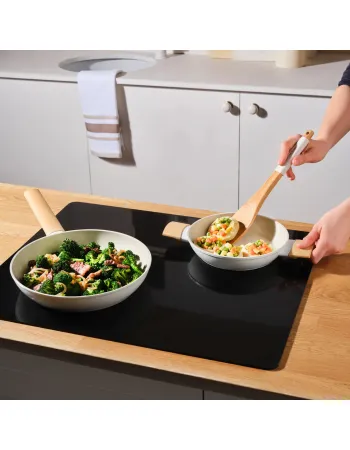 Karaca Swiss Crystal Almond 2-Piece Non-Stick Induction Pan Set, Cream