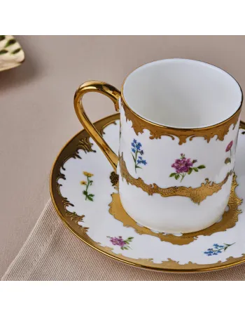 Karaca Bihter 12-Piece Bone China Espresso Turkish Coffee Cup for 6 People, 90ml, Multi
