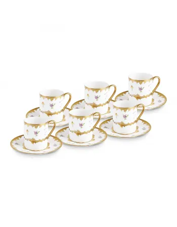 Karaca Bihter 12-Piece Bone China Espresso Turkish Coffee Cup for 6 People, 90ml, Multi