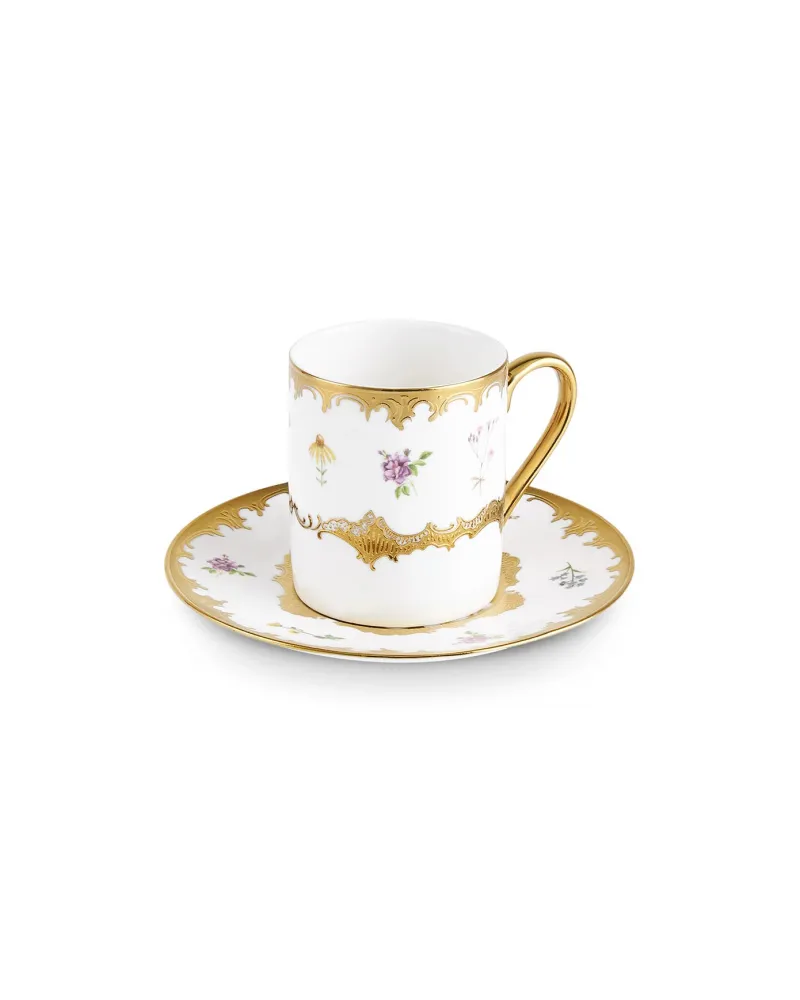 Karaca Bihter 12-Piece Bone China Espresso Turkish Coffee Cup for 6 People, 90ml, Multi