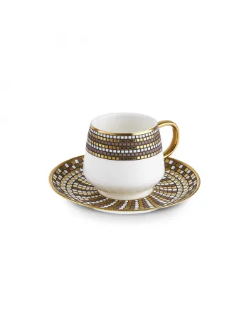 Karaca Belgin 12-Piece Porcelain Espresso Turkish Coffee Cup for 6 People, 90ml, Blue