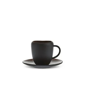 Karaca Earth Collection New Galactic 2-Piece Reactive Glaze Espresso Turkish Coffee Cup Set, 100ml, Single Person, Black