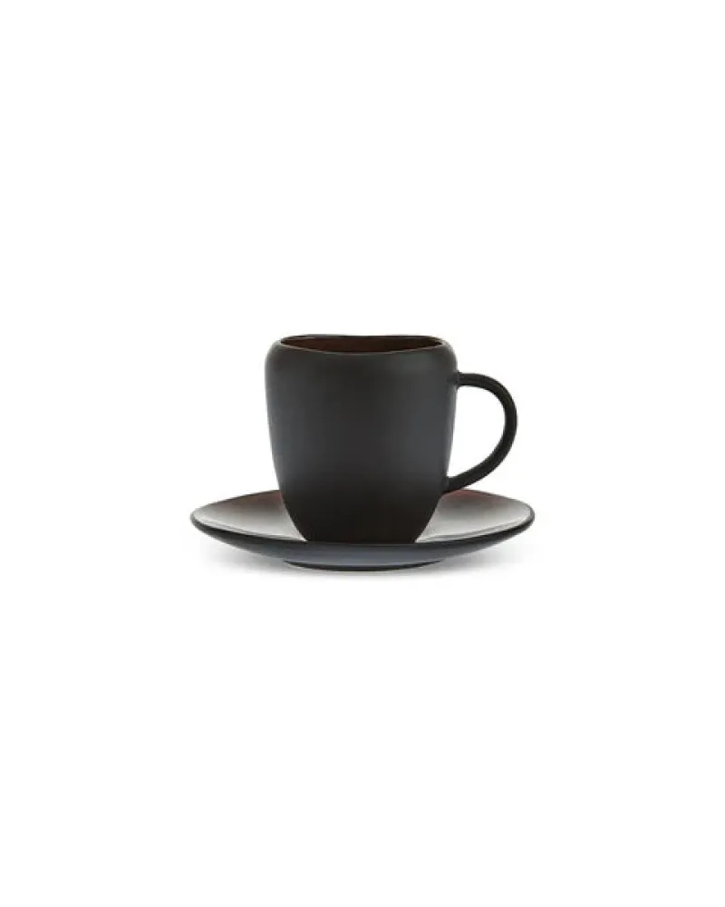 Karaca Earth Collection New Galactic 2-Piece Reactive Glaze Espresso Turkish Coffee Cup Set, 100ml, Single Person, Black