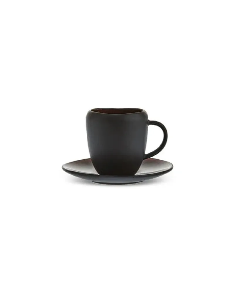 Karaca Earth Collection New Galactic 2-Piece Reactive Glaze Espresso Turkish Coffee Cup Set, 100ml, Single Person, Black