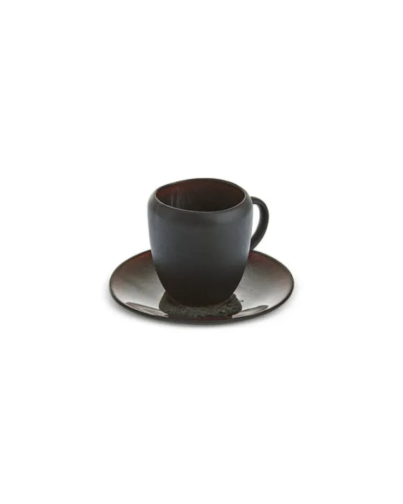 Karaca Earth Collection New Galactic 2-Piece Reactive Glaze Espresso Turkish Coffee Cup Set, 100ml, Single Person, Black