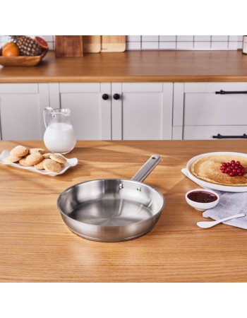 Karaca Elite Stainless Steel Induction Frying Pan, 24cm, Silver