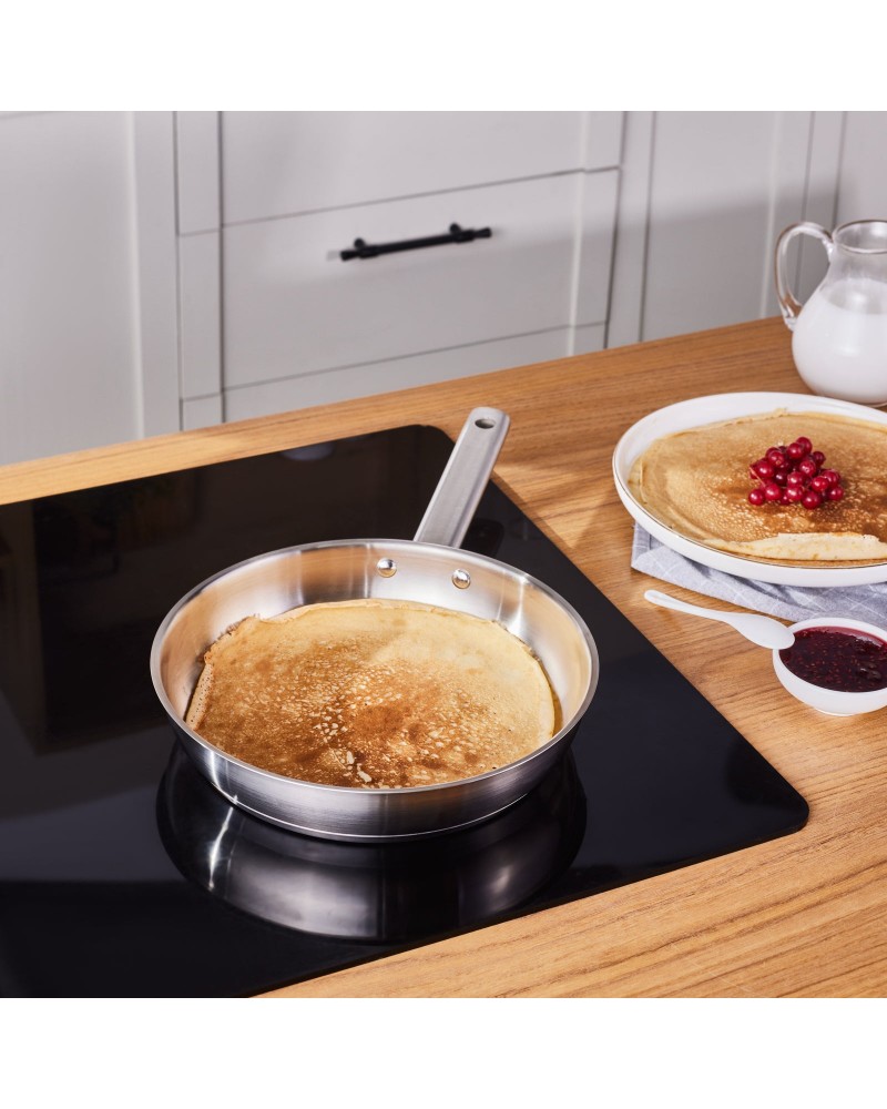 Karaca Elite Stainless Steel Induction Frying Pan, 24cm, Silver