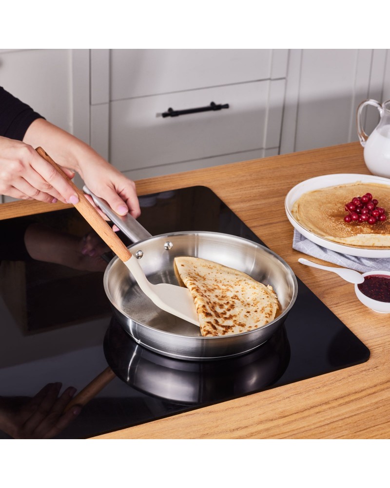Karaca Elite Stainless Steel Induction Frying Pan, 24cm, Silver