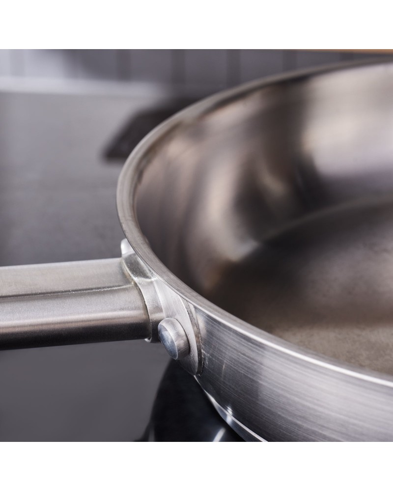 Karaca Elite Stainless Steel Induction Frying Pan, 24cm, Silver