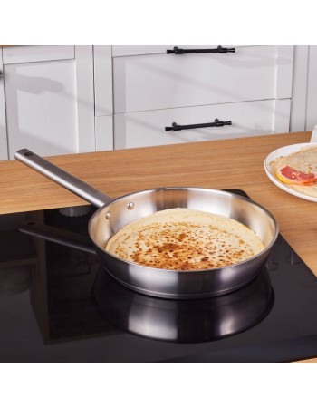 Karaca Elite Stainless Steel Induction Frying Pan, 26cm, Silver