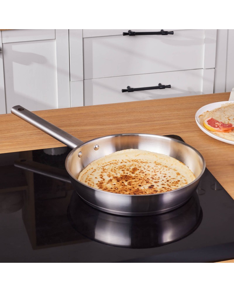 Karaca Elite Stainless Steel Induction Frying Pan, 26cm, Silver