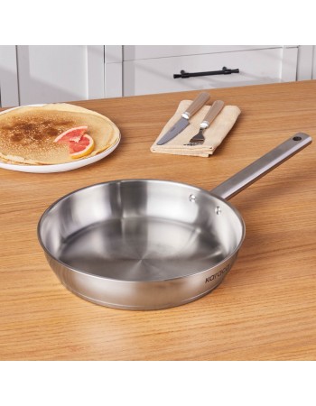 Karaca Elite Stainless Steel Induction Frying Pan, 26cm, Silver