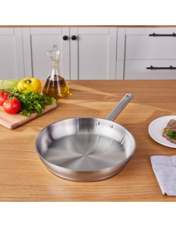Karaca Elite Stainless Steel Induction Frying Pan, 30cm, Silver