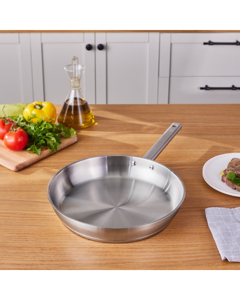 Karaca Elite Stainless Steel Induction Frying Pan, 30cm, Silver