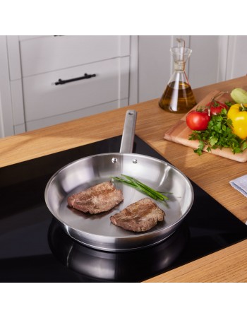 Karaca Elite Stainless Steel Induction Frying Pan, 30cm, Silver