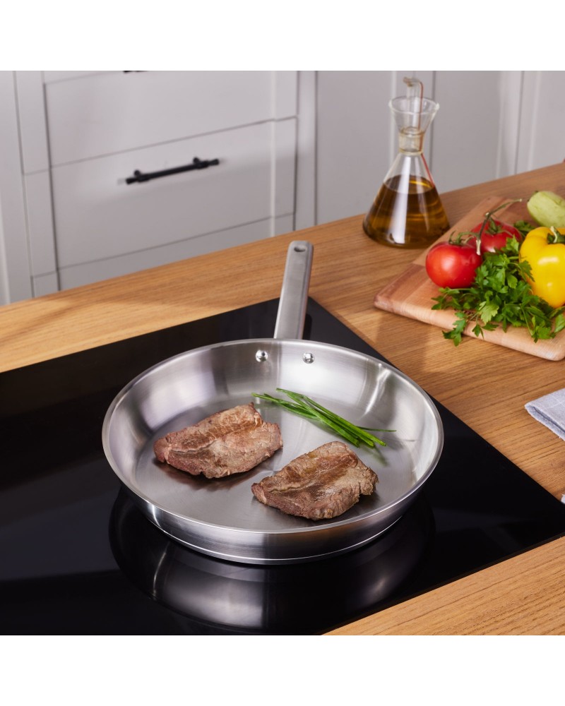 Karaca Elite Stainless Steel Induction Frying Pan, 30cm, Silver