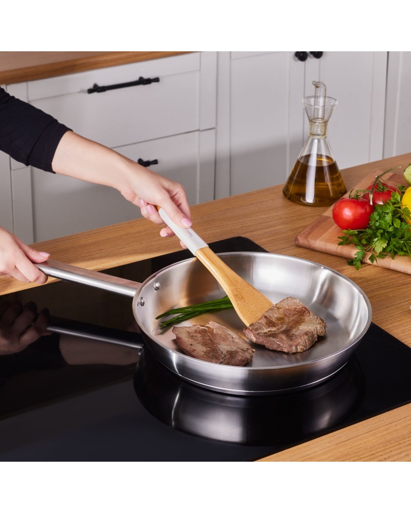 Karaca Elite Stainless Steel Induction Frying Pan, 30cm, Silver
