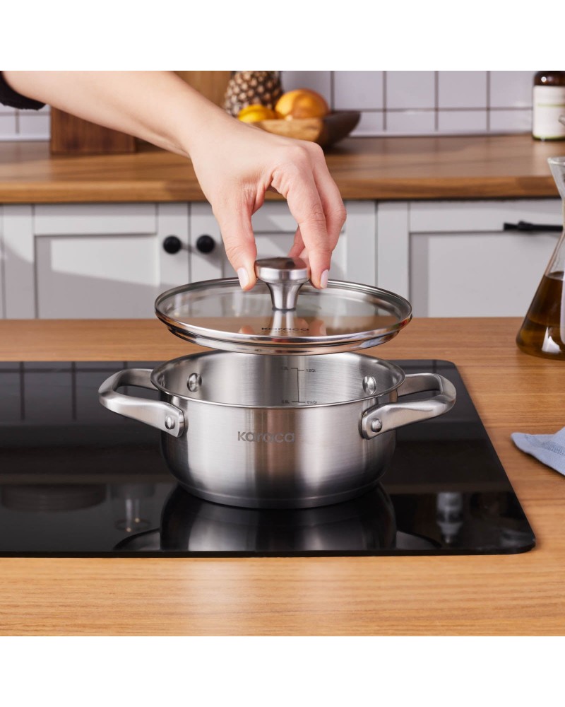 Karaca Elite Stainless Steel Induction Shallow Casserole & Lid 16cm