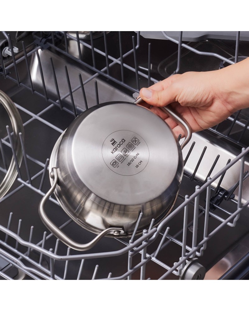 Karaca Elite Stainless Steel Induction Shallow Casserole & Lid 16cm