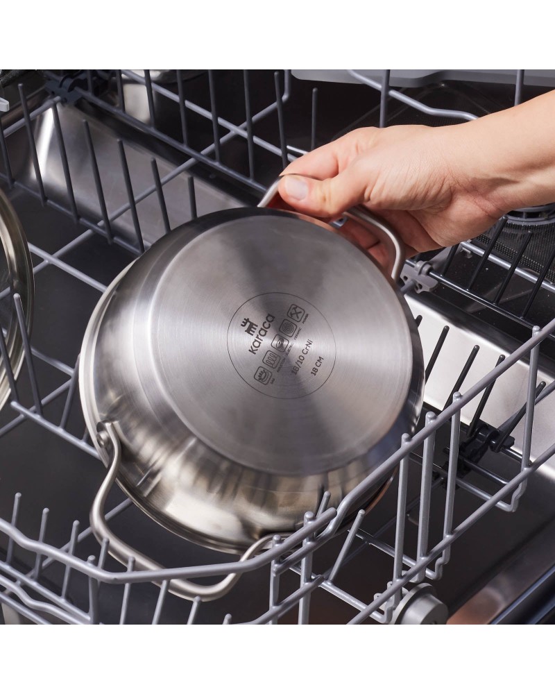 Karaca Elite Stainless Steel Induction Shallow Casserole & Lid 16cm