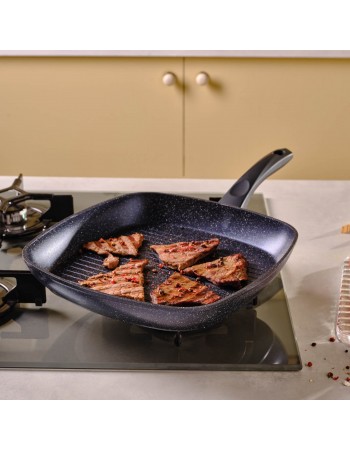 Karaca Aqua Granite Non-Stick Induction Grill Pan, 28cm, Blue