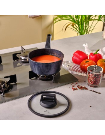 Karaca Aqua Granite Non-Stick Induction Saucepan & Lid, 18cm, Blue