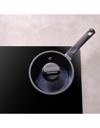 Karaca Aqua Granite Non-Stick Induction Saucepan & Lid, 18cm, Blue