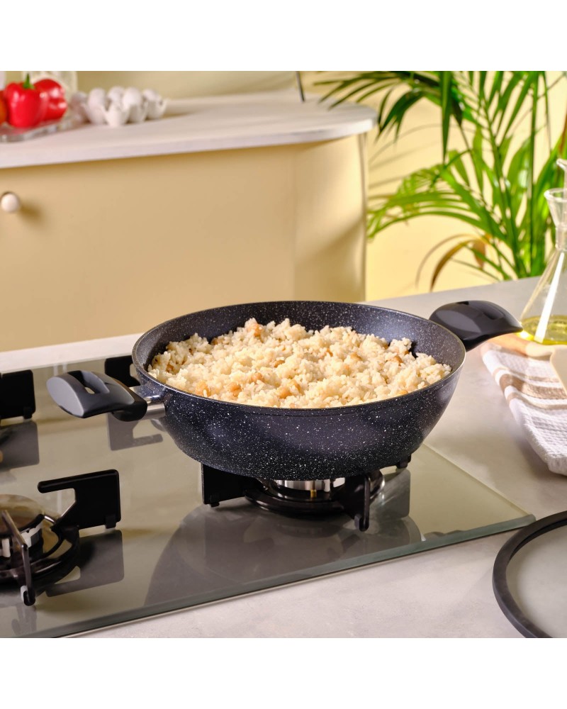 Karaca Aqua Granite Non-Stick Induction Shallow Casserole, 26m, Blue